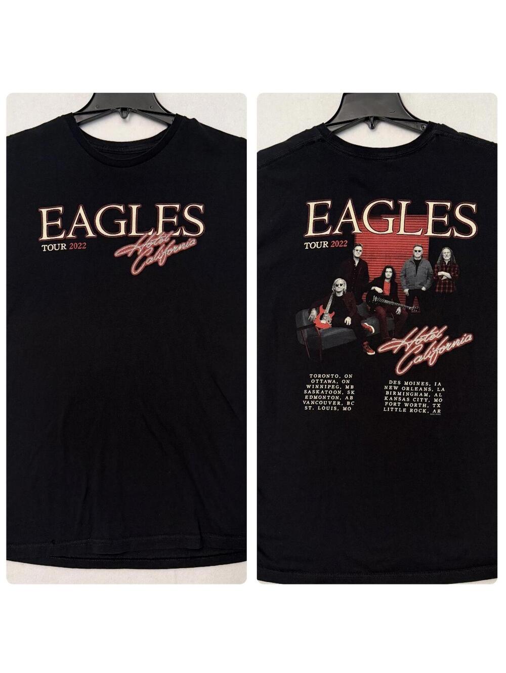 Eagles 2022 Hotel California Tour T Shirt Size XL -NO TAG- Black Front/Back FLAW